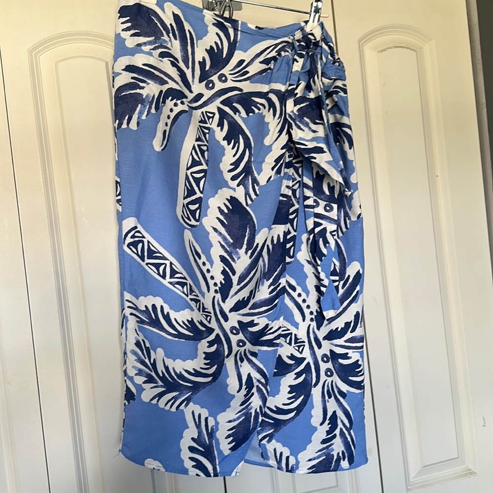 H&M Linen Blend Tie Wrap Skirt